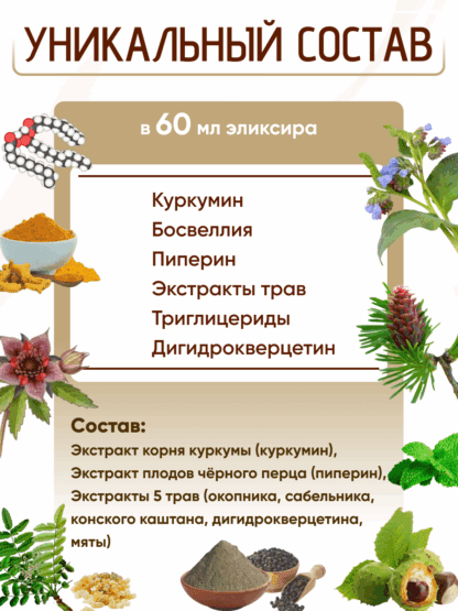 Куркумин экстракт пиперин Босвеллия 5 трав для ОДС — изображение 7